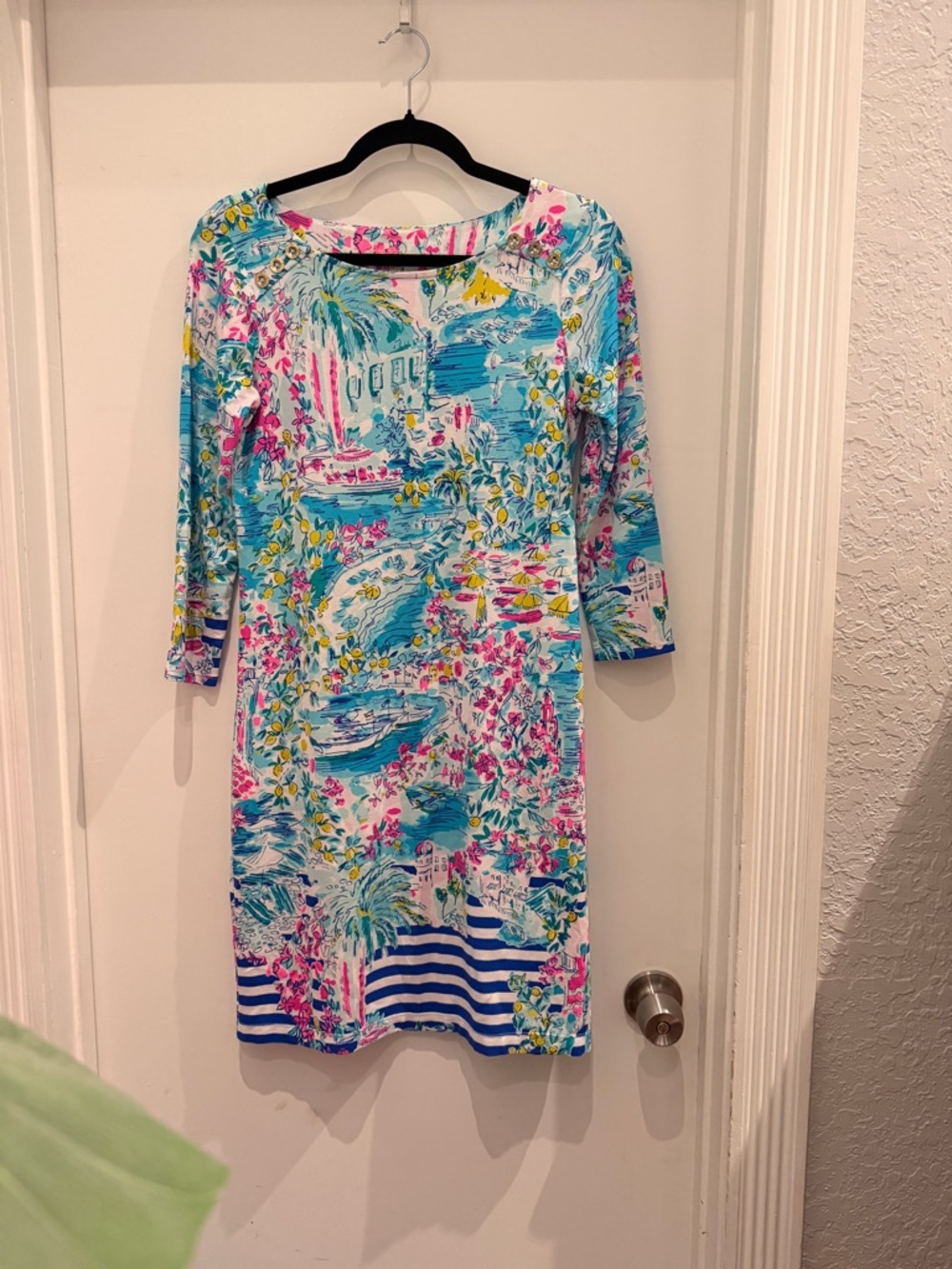 Lilly Pulitzer Hollee T-Shirt Dress Size S Preppy Coastal Tropical Palm Beach